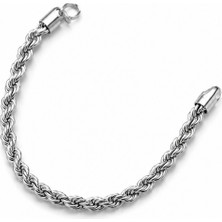 Balenbi Jewelry Gümüş Renk Paslanmaz Çelik Halat Örgü Zincir Kadın Bileklik 1191