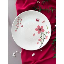 Yiğit Seramik Züccaciye Bahar Rölyefli Tekli 25 cm Modern Sunum&servis Tabağı (Pembe)