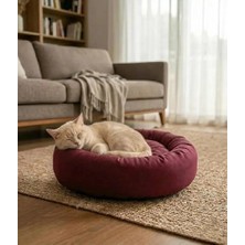 Petzen Bio Sand Biosand Simit Kedi Köpek Yatağı Bordo 50 cm Bordo