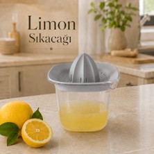 500 ml Hazneli Plastik Limon Sıkacağı Ölçekli Narenciye Sıkma Aparatı Süzgeçli Antrasit Sariva Home