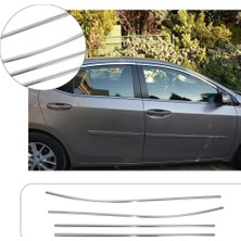 Servet Dizayn Oto Toyota Corolla Uyumlu 2013-2019 Krom Cam Çıtası 4 Parça Paslanmaz Çelik