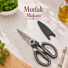 Çok Amaçlı Kapaklı Mutfak Makası Paslanmaz Çelik Et Balık Tavuk Sebze Makası Şişe Açacağı Ceviz Kıracağı Antrasit Sariva Home