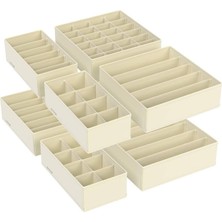 Astera Elbise Düzenleyici 8'li Set, Çekmece Düzenleyici, Katlanabilir, Kumaş Kutular Bej