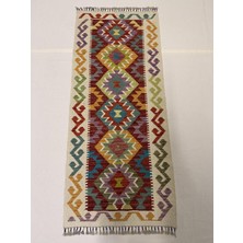 Afgan Halı El Dokuma Afgan Kilim Çift Taraf Kullanım Kök Boya Yolluk 67 x 158 cm