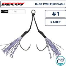 Decoy DJ-99UV Twin Pike Flash Tüylü Çiftli Asist Iğnesi #1 (3 Adet)