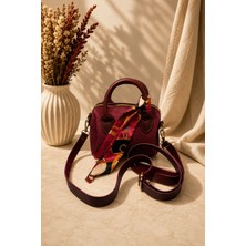 Asterdora Bordo Fular Detaylı Mini Kadın Çantası