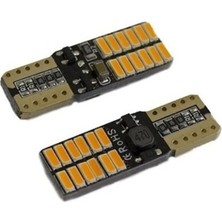 SKAUTO 12V T10 Dipsiz W5W Turuncu Renk 24 Ledli Amber LED Park Plaka Ampulü (2 Adet)