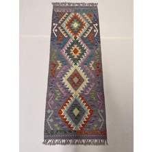 Afgan Halı El Dokuma Afgan Kilim Çift Taraf Kullanım Kök Boya Yolluk 63 x 168 cm