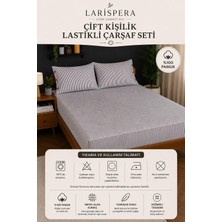 Larispera %100 Pamuk Çift Kişilik Lastikli Çarşaf Seti 180X200 cm + 2 Adet 50X70 cm Düğmeli Yastık Kılıfı