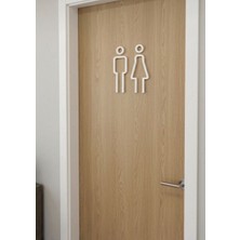 Objekto 3D Modern Wc Tuvalet Lavabo Erkek Kadın Kapı Duvar Tabelası Levhası & Minimal Dekoratif Yönlendirme Işareti