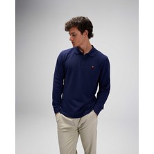 Ellesse Polo Kadın Düz Desenli Sweatshirt 2025 Sonbahar-Kış Navy Renk Rahat Kesim