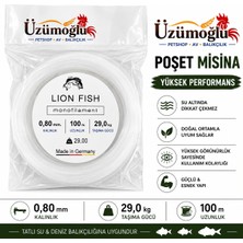 Üzümoğlu Lion Fish Monofilament Poşet Misina 100 Metre Şeffaf – Yüksek Performans Olta Misinası (0,80MM )