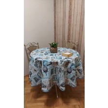 Gonk ,deniz Temalı,duck (Sıvı Itici ,leke Tutmaz) Kumaş,yuvarlak Yemek Masası Örtüsü