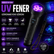 İdragon SV85 Şarj Edilebilir Uv Fener, 3 LED Güçlü Uv El Feneri, Para Kontrol, Mineral ve Leke Tespit Feneri