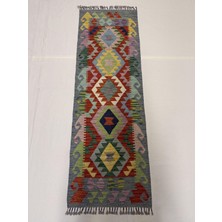 Afgan Halı El Dokuma Afgan Kilim Çift Taraf Kullanım Kök Boya Yolluk 60 x 181 cm