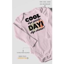 Morivo Kids Cool Diye Yazılır Dayı Diye Okunur Uzun Kollu Çıtçıtlı Bebek Body