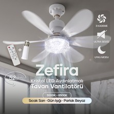 Feny F82 Tavan Vantilatörü Kristal LED Aydınlatmalı Kumandalı Sessiz 6 Kanatlı 3 Kademe Hız Tavan Fanı