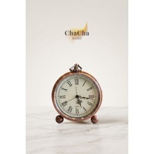 ChaCha Home Vintage Metal Çalar Saat 16x14 cm Retro Pilli Alarm Masa Saati Dekoratif Masaüstü Saat