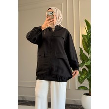 Suede Style 6539 - Şık Rahat Salaş Viva Kumaş Gizli Cep Detaylı Kadın Ince Yazlık Ceket