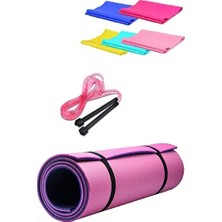 Macgon 8 mm Pilates Kamp Matı Pvc Atlama Ipi Plates Egzersiz Direnç Lastiği 3^lü Pilates Seti