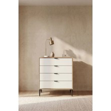 Sarmobi Arden 4 Çekmeceli Beyaz Şifonyer 90x88x40 cm Modern Tasarım ve Fonksiyonel Depolama