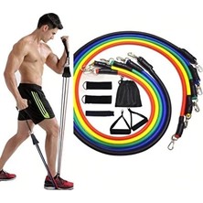 Macgon 11 Parça Latex Direnç Bandı Seti – Kapı Arkası Egzersiz & Fitness Lastiği Seti