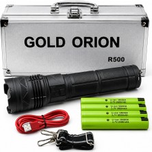 farissu Gold Orion R500 Profesyonel Şarj Edilebilir El Feneri Seti