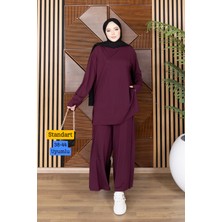 Balenbi Kadın Modal Cupra Kumaş Oversize Tunik Bol Paça Pantolon Tesettür Takım 1227 - Premium Seri
