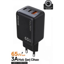 Exenar 65W Gan Hızlı Şarj Adaptörü 2 Usb-C+1 Usb-A Pd Pps Çoklu Telefon Tablet Uyumlu Seyahat Şarj Cihazı