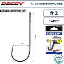 Decoy Kr-29 Worm Round Fine Tırnaklı Delikli Olta Iğnesi Bn #2 (5 Adet)