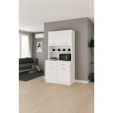 T Designo Ola Çok Amaçlı Dolap-Mikrodalga-Erzak-Airfryer-Mutfak-Kiler Dolabı-Kahve Köşesi-Beyaz
