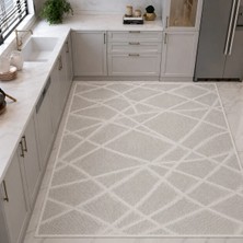 Halı Sepeti Modern Sisal 8002 Gri Krem Leke Tutmayan Kaymaz Taban Salon Mutfak Koridor Balkon Halısı