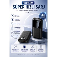 Matechno Mini 10.000 Mah 22,5W Pd Hızlı Şarjlı Powerbank Dahili Type-C ve Lightning Kablolu Dijital Göstergeli Çoklu Çıkışlı Taşınabilir Şarj Cihazı