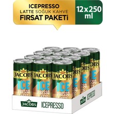Jacobs Icepresso Latte Soğuk Kahve 250 ml x 12 Yumuşak Lezzetli Kafeinli İçecek