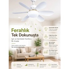 Mucit Home Kanatlı Tavan Vantilatörü Sessiz Çalışan LED Işıklı Uzaktan Kumandalı Lamba Işıklı Pervane