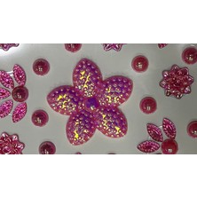 Next Plus Lisanslı Üç Boyutlu Flower Series Taş Sticker Yapışkanlı Saç, Yüz, Tırnak, Makyaj Çıkartma Hologramlıkoyupembe