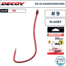 Decoy Kr-25 Sandworm Tırnaklı Delikli Olta Iğnesi Kırmızı #9 (10 Adet)