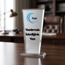 Hediye Vakti Kişiye Özel Kristal Cam Plaket - Logolu Ödül ve Başarı Teşekkür Plaketi