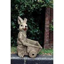 Dekoratif Büyük Boy 40CM Arabalı Tavşan Heykeli Bahçe Dekorasyonu ve Biblo