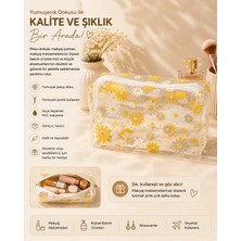 Asterdora Şeffaf Papatya Desenli Makyaj Çantası