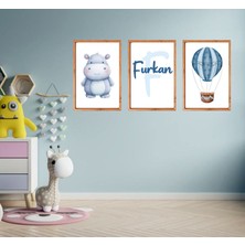 Mibales Kişiye Özel Çocuk Odası Çerceve Görünümlü Suaygırı Safari Dekoratif Retro Mdf Tablo
