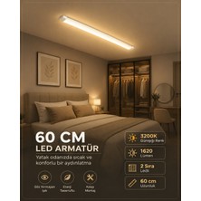 1/2/5 Adet 60 cm 18 Watt Ledli Yatay Bant Armatür Günışığı 3200K 1620 Lümen Yüksek Işık 2 Sıra LED