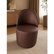 Pufunny Makyaj Masası Pufu, Elips Puf ,makyaj Sandalyesi, Modern Puf, Kahverengi Puf, Makyaj Koltuğu, Yatak Odası Pufu, Dekoratif Puf