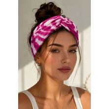 Asterdora Pembe Desenli Kadın Saç Bandı