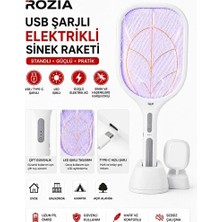Byanes Standlı USB Şarjlı Elektrikli Sinek Raketi-Led Işıklı,güçlü Haşere Öldürücü