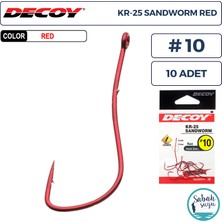 Decoy Kr-25 Sandworm Tırnaklı Delikli Olta Iğnesi Kırmızı #10 (10 Adet)