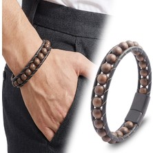 Mestore 8mm Ceviz Ağacı Deri Bileklik 31682B2D8M29
