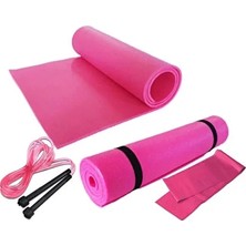 Macgon Pilates Minder ve Mat Direnç Lastiği ve Atlama Egzersiz Ipi Kalınlık 7 mm 3'lü Set