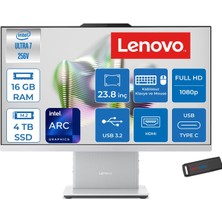 Lenovo Ideacentre Aıo 24ILL11 Intel Core Ultra 7 256V Up 4.8ghz 16GB Ddr5 4tb SSD Arc™ Graphics 140V 23.8" Fhd 100Hz IPS  99% Srgb Freedos Allınone Bilgisayar F0JY001ATRF05+ZETTAUSBBELLEK
