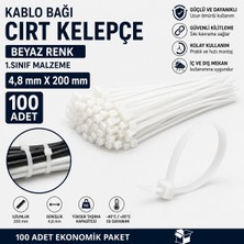 Kupa Kablo Bağı Cırt Kelepçe Plastik Kelepçe Beyaz Renk 1.sınıf Malzeme 4,8 mm x 200 mm 100 Adet